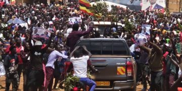 Kibirango driving during the campaign trail