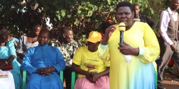 Namayanja addressing parents at the speech day.