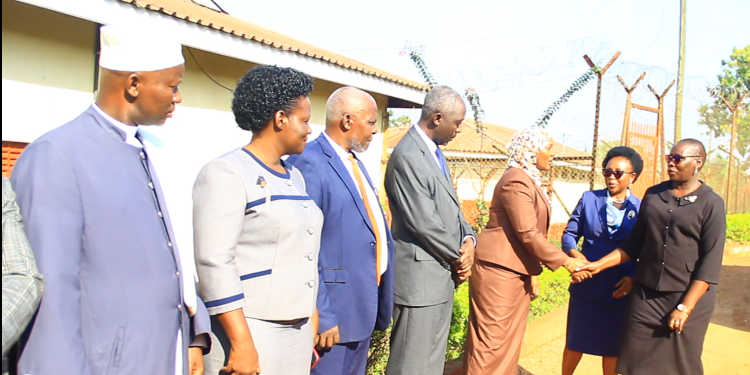 The Acting Principal Judge Jane Kajuga arriving at Masaka Main Prison.