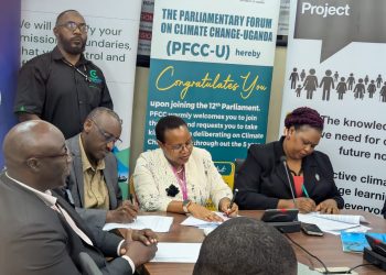 Christine Nakimweero Kaaya and partners sign Memoranda of Understanding at Parliament in Kampala, marking a new collaboration between lawmakers, the private sector and civil society to strengthen coordinated climate action in Uganda.