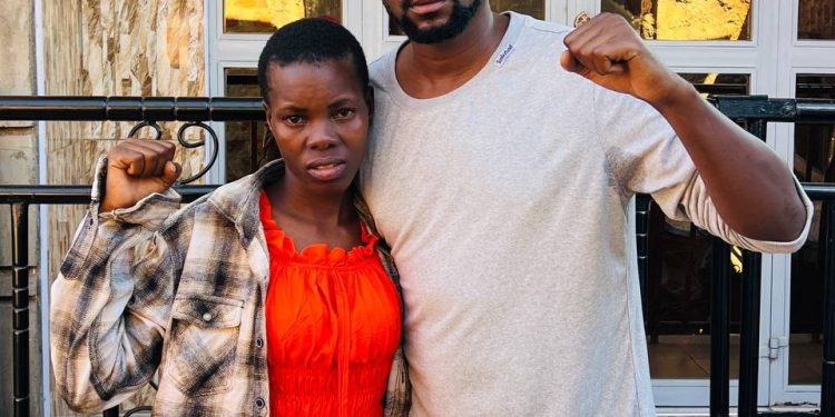 David Lewis Rubongoya welcomes Agatha Nazziwa, popularly known as “Gen Blue Tick,” after her reported release following weeks of alleged detention.