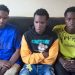 From left to right are Hassan Mugoya, Ashiraf Kyakatuka and Asuman Isanga detained at Iganga Central Police Station over alleged impersonation
