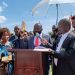 Ronald Kasekende takes oath of office during the swearing-in ceremony for newly elected leaders at Sport Arena Grounds in Kitovu, Masaka City.