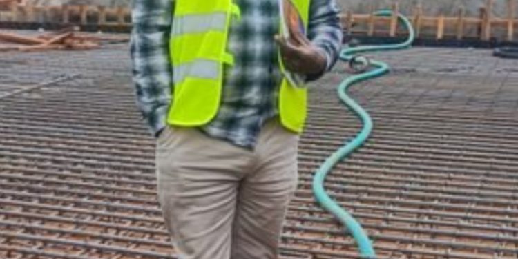 Engineer supervising construction works.