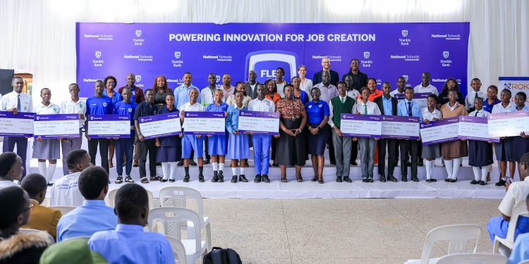 Stanbic National Schools Championship 11th edition regional Finalists pose for the group photo with after the bootcamp session in Gayaza High School, Wakiso District.