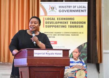 Minister for the Presidency Hon. Babirye Milly Babalanda addresses local government leaders during a meeting at Imperial Royale Hotel in Kampala.