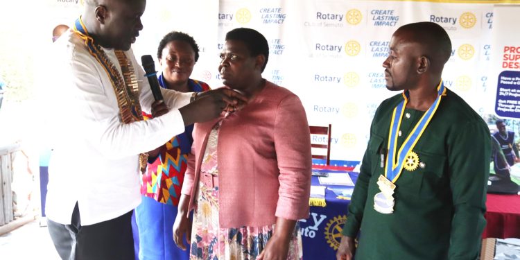 Namayanja Inducted into Rotary Club of Semuto, Commends Road Safety Campaign 
